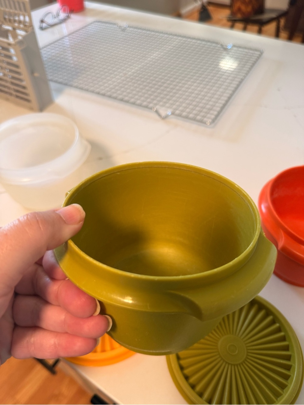 Vintage Tupperware with Lids - Orange, Olive, clear - Picture 6 of 11